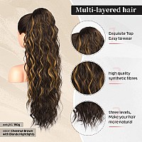 Flufymooz Ponytail Extension 26 Inch Drawstring Ponytail Hair Extensions For Women Long Curly Wavy Ponytail Natural Synthetic