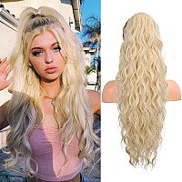 Flufymooz Ponytail Extension 26 Inch Drawstring Ponytail Hair Extensions For Womenlong Curly Wavy Ponytail Natural Wavy Synthe