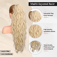 Flufymooz Ponytail Extension 26 Inch Drawstring Ponytail Hair Extensions For Womenlong Curly Wavy Ponytail Natural Wavy Synthe