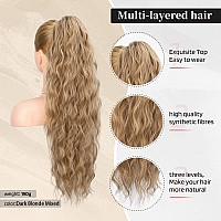 Flufymooz Ponytail Extension 26 Inch Drawstring Ponytail Hair Extensions For Womenlong Curly Wavy Ponytail Natural Wavy Synthe