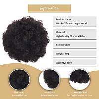 Afeels 2Pcs Afro Puff Drawstring Ponytail Extension For Black Women Premium Natural Black Short Synthetic Afro Puff Ponytail Fo