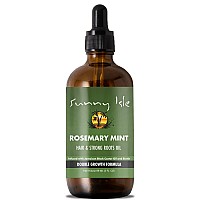 Sunny Isle Rosemary Mint Hair and Strong Roots Oil 3oz Infused with Biotin & Jamaican Black castor Oil Strengthen and Nourish Hair Follicles Dry Scalp, Split Ends