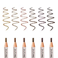 Brawna 6 Pcs Brow Pro Peel Off Pencils With 1 Sharpener Waterproof Eyebrow Mapping Pencil Microblading Supplies Brown