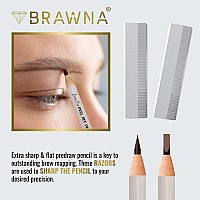 Brawna 6 Pcs Brow Pro Peel Off Pencils With 1 Sharpener Waterproof Eyebrow Mapping Pencil Microblading Supplies Brown