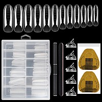 Nail Dual Forms For Polygel 120Pcs Coffin Shape Nail Forms For Builder Gel Reusable 12 Sizes Extension Acrylic Nail Molds Sets