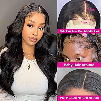 4X4 Lace Front Wigs Human Hair Pre Plucked With Baby Hair 150 Density 34 Inch Body Wave Brazilian Virgin Frontal Human Hair Wig