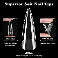 Loveourhome 600Pc Stiletto Gel X Nail Tips Full Cover Long Pointy Fake Nails Clear False Artificial Fignernails 12 Sizes For Acr