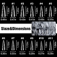 Loveourhome 600Pc Stiletto Gel X Nail Tips Full Cover Long Pointy Fake Nails Clear False Artificial Fignernails 12 Sizes For Acr