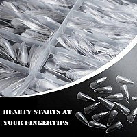 Loveourhome 600Pc Stiletto Gel X Nail Tips Full Cover Long Pointy Fake Nails Clear False Artificial Fignernails 12 Sizes For Acr