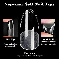 Loveourhome 600Pc Gel X Nail Tips Clear Oval Almond Fake Nails Full Cover Artificial False Fingernails For Gel X Manicure Extens