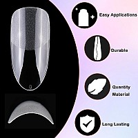 Loveourhome 600Pc Gel X Nail Tips Clear Oval Almond Fake Nails Full Cover Artificial False Fingernails For Gel X Manicure Extens