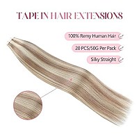 Sixstarhair Tape In Hair Extensions 20 Pieces 100 Remy Human Hair Highlight Hair Extensions Color Swedish Blonde And Ash Blonde