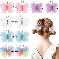 Oaoleer Hair Clips 10Pcs Mini Butterfly Hair Barrettes 2 Tulle Mesh Colorful Butterfly Hair Accessories For Baby Girls Women