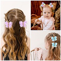 Oaoleer Hair Clips 10Pcs Mini Butterfly Hair Barrettes 2 Tulle Mesh Colorful Butterfly Hair Accessories For Baby Girls Women