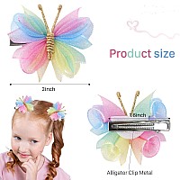 Oaoleer Hair Clips 10Pcs Mini Butterfly Hair Barrettes 2 Tulle Mesh Colorful Butterfly Hair Accessories For Baby Girls Women