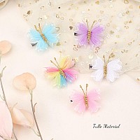 Oaoleer Hair Clips 10Pcs Mini Butterfly Hair Barrettes 2 Tulle Mesh Colorful Butterfly Hair Accessories For Baby Girls Women