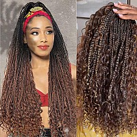 Aisaide Braided Headband Wigs For Black Women Goddess Braids With Curly Twist Crochet Hair Wrap Wig Long Box Braids Wigs With He