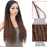 Aisaide Braided Headband Wigs For Black Women Goddess Braids With Curly Twist Crochet Hair Wrap Wig Long Box Braids Wigs With He