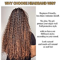 Aisaide Braided Headband Wigs For Black Women Goddess Braids With Curly Twist Crochet Hair Wrap Wig Long Box Braids Wigs With He