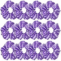 12 Pcs Satin Silk Hair Scrunchies Soft Hair Ties Fashion Hair Bands Hair Bow Ropes Hair Elastic Bracelet Ponytail Holders Hair A