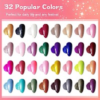 Jodsone Gel Nail Polish Starter Set Ribbon Glitter Gel Nail Summer Light Gel Nail Polish Winter Dark Nail Polish Glossy 36Piece