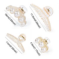 Mehayi 4 Pcs Large Pearl Hair Claw Clips For Women Girls Hair Barrette Clamps For Thick Thin Hair Fashion Hair Accessories Hea