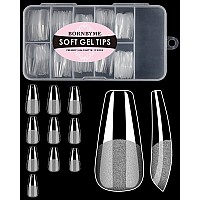 Soft Gel Nail Tips Medium Coffin 120Pcs Pre Buff Full Cover Nail Extenison Tips Half Matte Gel X Nail Tips Bornbyme