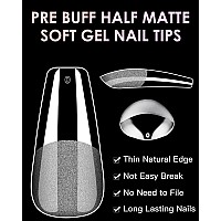 Soft Gel Nail Tips Medium Coffin 120Pcs Pre Buff Full Cover Nail Extenison Tips Half Matte Gel X Nail Tips Bornbyme