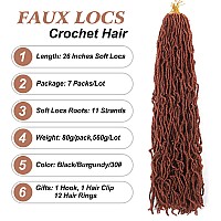 Soft Locs 26 Inch Crochet Hair 7 Packs Faux Locs Crochet Hair Pre Looped Synthetic Curly Soft Faux Locs Crochet Hair Extension G