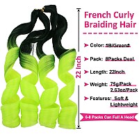 Unionbeauty Black Yellow French Curly Braiding Hair 22 Inch Pre Stretched Bouncy Braiding Hair With Curly Wavy Ends 8 Packs Fren