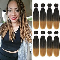 Liang Dian Pre Stretched Braiding Hair Ombre 14 Inch 8 Packs Synthetic Crochet Braids Hot Water Setting Professional Soft Yaki T