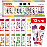 Azen 12 Pack Lip Balm Natural Lip Balm Bulk Lip Care Product Moisturizing Lip Balm For Dry Cracked Lips 12 Flavors