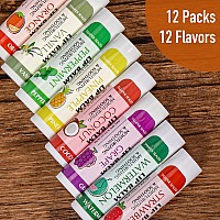 Azen 12 Pack Lip Balm Natural Lip Balm Bulk Lip Care Product Moisturizing Lip Balm For Dry Cracked Lips 12 Flavors