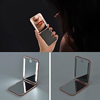 Kintion Rechargeable Pocket Mirror Double Sided 1X3X Magnification Compact Vanity Mirror 3 Color Lights Dimmable Small Port