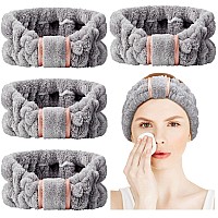 WILLBOND 4 Pack Microfiber Headbands Spa Facial Headbands Makeup Headbands Elastic Terry Cloth Head Wrap for Women Girls Washing Face Makeup Shower Yoga Sports (Gray)