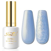 Imtiti Pearl Gel Nail Polish 05 Fl Oz Sky Blue Glitter Drawing Gel Polish Shell Thread Shimmer Mermaid Nail Gel Polish Soak Off