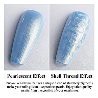 Imtiti Pearl Gel Nail Polish 05 Fl Oz Sky Blue Glitter Drawing Gel Polish Shell Thread Shimmer Mermaid Nail Gel Polish Soak Off