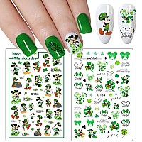 12 Sheets St Patricks Day Nail Art Stickers Decal 3D Cute Cartoon Nail Decals Nail Art Supplies Shamrock Clover Irish Cartoon Ch