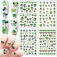 12 Sheets St Patricks Day Nail Art Stickers Decal 3D Cute Cartoon Nail Decals Nail Art Supplies Shamrock Clover Irish Cartoon Ch