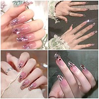 Qiipii 2052Pcs Pink Nail Rhinestones Light Pink Rhinestones For Nails 72 Multi Shapes Big Gems 1980 Flatback Round Beads K9 Gla