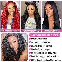 Glebinly 30 Inch Hd Transparent Lace Frontal Wigs Human Hair Deep Wave Wig 13X4 Lace Front Wigs Human Hair Pre Plucked 180 Densi