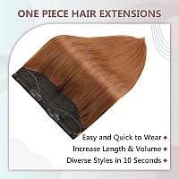 Full Shine Wire Hair Extension Brown Hair 20 Inch Colored Copper #330 Hair Extensions Real Human Hair One Piece 80G Natural Hair Extensions With Headband Easy To Wear Hair Extensions