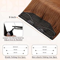 Full Shine 12 Inch Secret Wire Hair Extensions Copper Color 70 Gram Real Remy Human Hair With Adjustable Transparent Fish Line