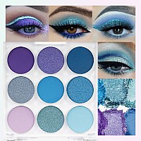 9 Colors Shimmer Matte Blue Eyeshadow Palettehighly Pigmented Light Blue Eyeshadow Dark Blue Eye Shadow Paletablendability Shi