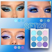 9 Colors Shimmer Matte Blue Eyeshadow Palettehighly Pigmented Light Blue Eyeshadow Dark Blue Eye Shadow Paletablendability Shi