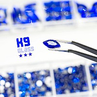 Qiipii 2052Pcs Blue Nail Rhinestones Multi Shapes Sapphire Rhinestones For Nails Flatback Nail Gems K9 Glass Royal Blue Round Be