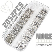 Qiipii 2052Pcs Crystal Clear Nail Rhinestones 72 Multi Shapes Crystal White Rhinestones For Nails Flatback Big Nail Gems 1980 K