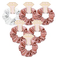 Loanzeg Satin Bridesmaid Scrunchies Bachelorette Hair Ties Set Of 6 Bridal Shower No Damage Hairties Ideas Gift For Wedding Part