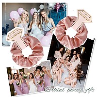 Loanzeg Satin Bridesmaid Scrunchies Bachelorette Hair Ties Set Of 6 Bridal Shower No Damage Hairties Ideas Gift For Wedding Part