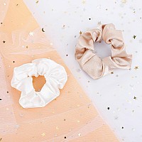 Hasoar Smooth Linen Satin 8Pcs Hair Ties Bridesmaid Proposal Gifts Hair Scrunchies Bachelorette Party Favors White Linen Sage